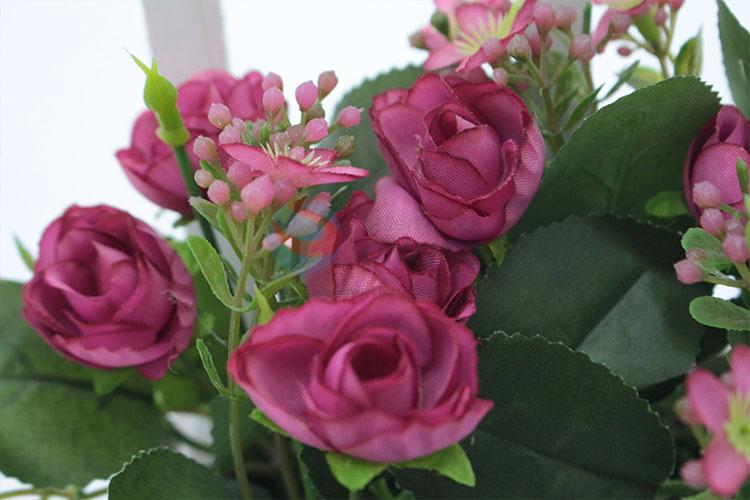 Cheap price artificial flower miniascape with wooden flowerpot for decoration