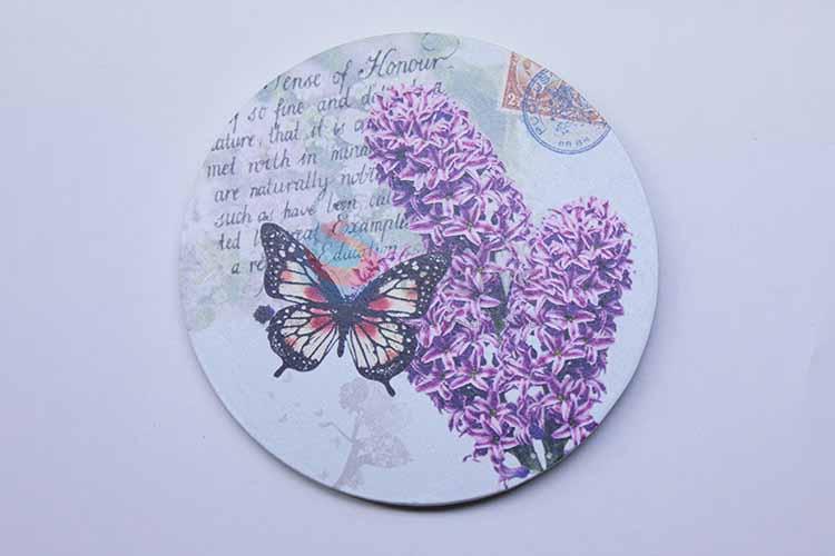 Butterfly Pattern Round Cup Mat/Cup Coaster