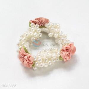 High quality promotional flower&pearl hair ring