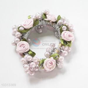 Nice design flower&pearl hair ring for promotions