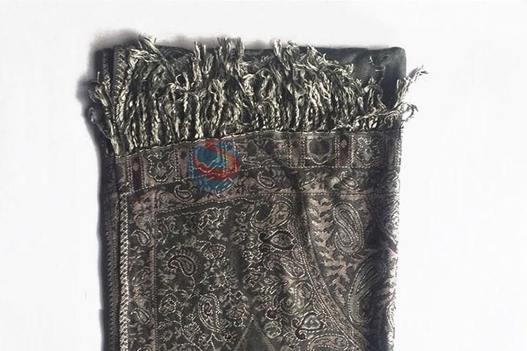 Dark Grey Color High Quality 100% Cotton Jacquard Scarf