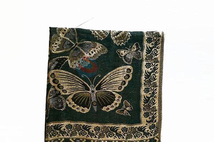 Polyester Jacquard Scarf with Butterfly Design