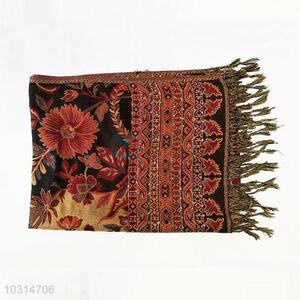 Vintage Flower Pattern Polyester Jacquard Scarf