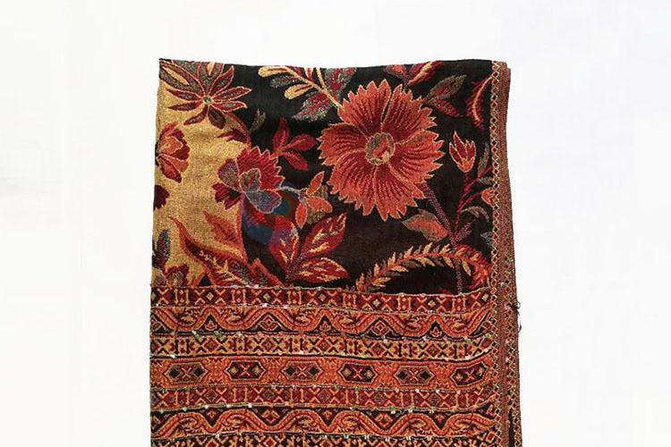 Vintage Flower Pattern Polyester Jacquard Scarf