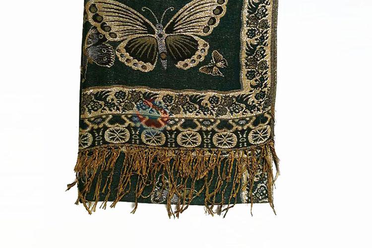 Polyester Jacquard Scarf with Butterfly Design