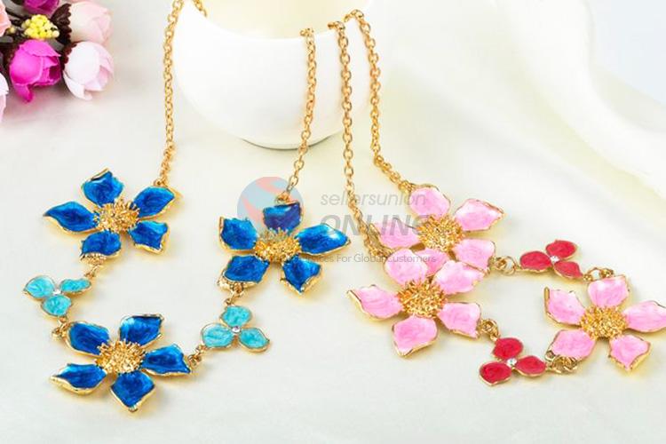 Factory sales bottom price flower enamel necklace