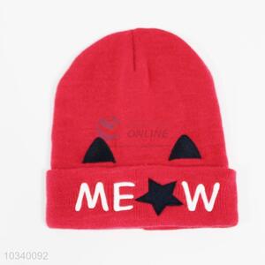 Factory Supply Red Knitted Hat for Sale