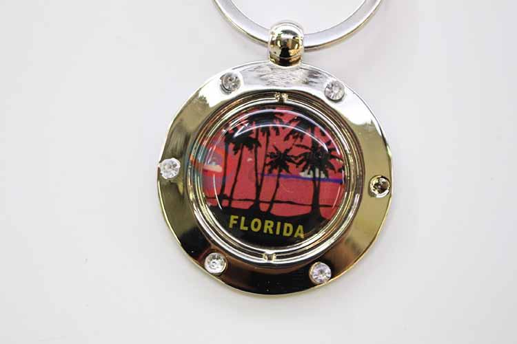 Florida Pattern Round Key Chain/Key Ring