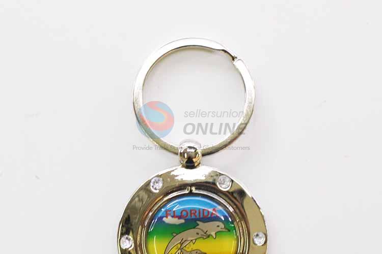 Dolphin Pattern Round Key Chain/Key Ring