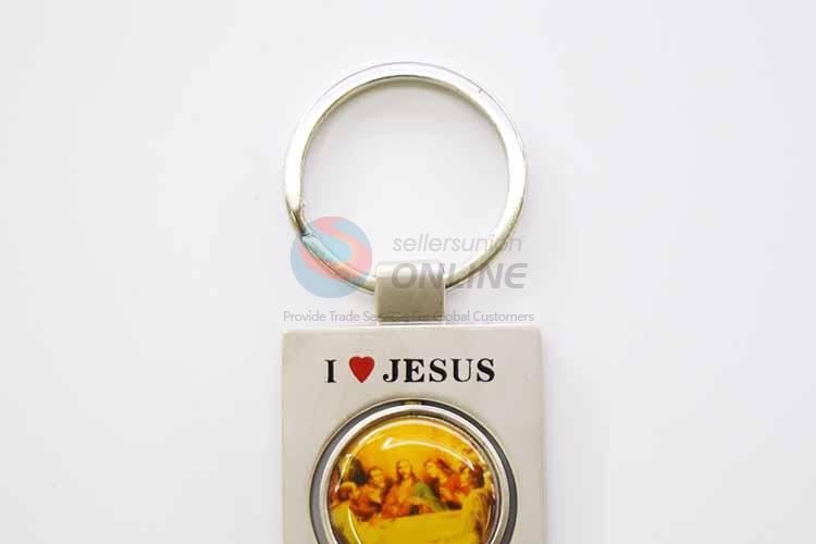 I Love Jesus Pattern Square Key Chain/Key Ring