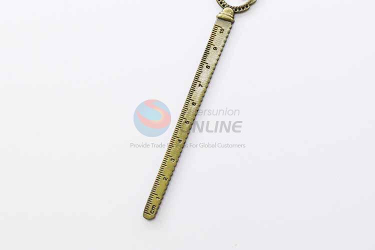 Zinc Alloy Ruler Bookmark with Clover Charm