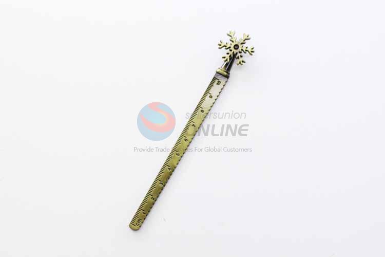 Zinc Alloy Ruler Bookmark with Snow Charm