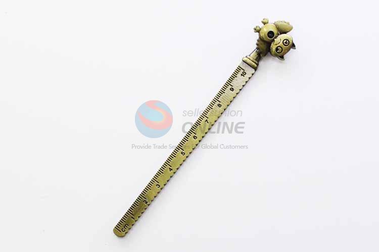 Zinc Alloy Ruler Bookmark with Owl Charm