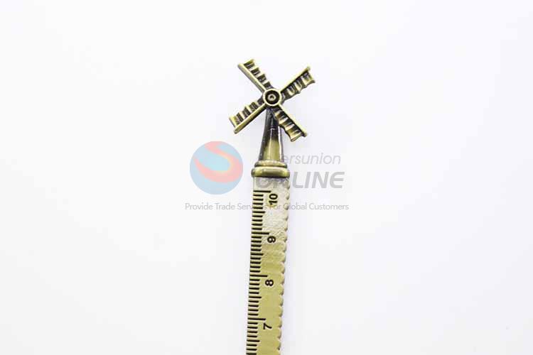 Zinc Alloy Ruler Bookmark with Windmill Charm