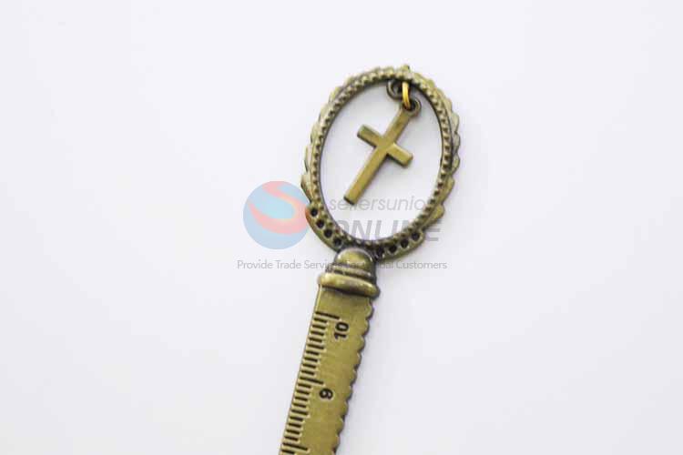 Zinc Alloy Ruler Bookmark with Cross Charm