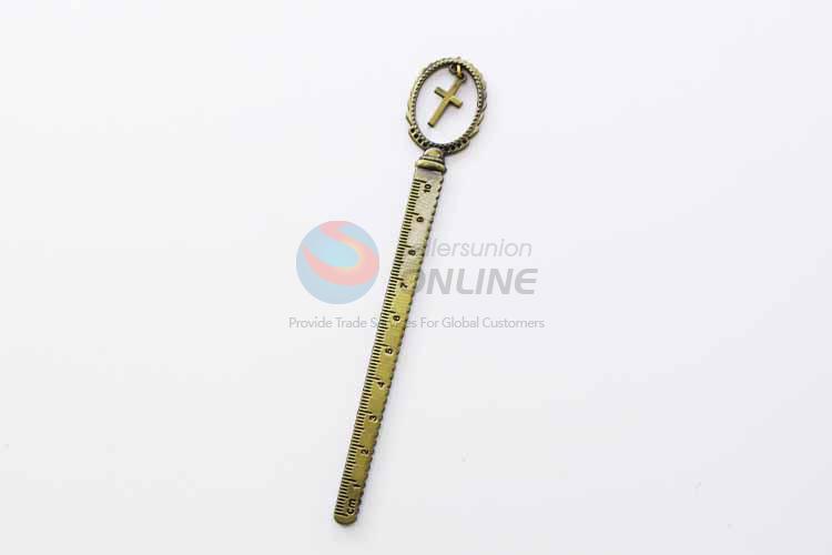 Zinc Alloy Ruler Bookmark with Cross Charm