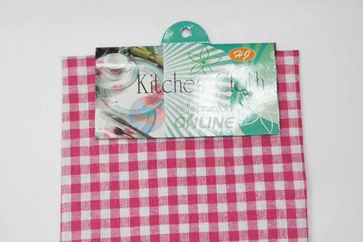 Comfortable pink plaid kitchen towel