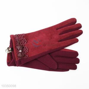 High sales promotional women winter warm gloves with lace flowers