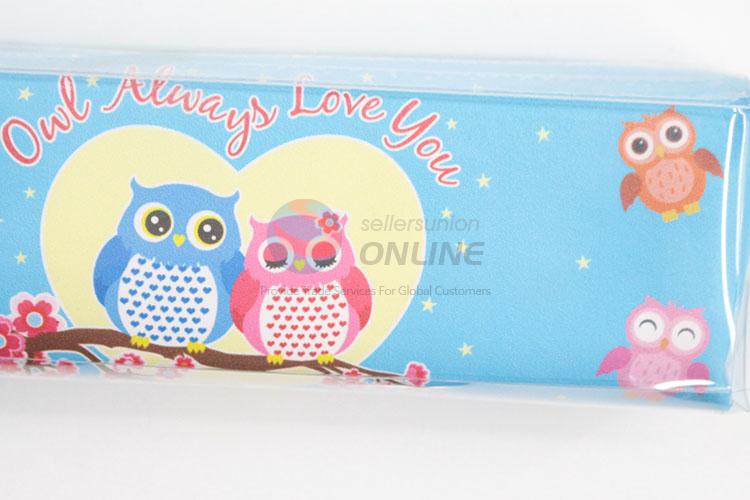 Best Selling Owl Printed Pu Pencil Bag