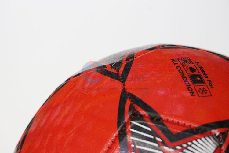 Star Pattern Red PVC Training Game Soccer Football with Rubber Bladder