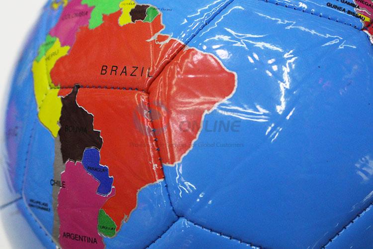 World Map Pattern PVC Training Game Soccer Football with Rubber Bladder