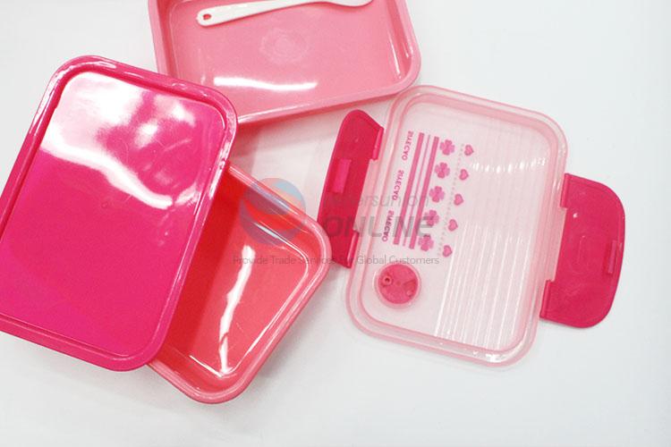 Plastic Layered Lunch Box with Spoon