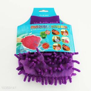 Wholesale purple microfiber super mitt/car washing gloves