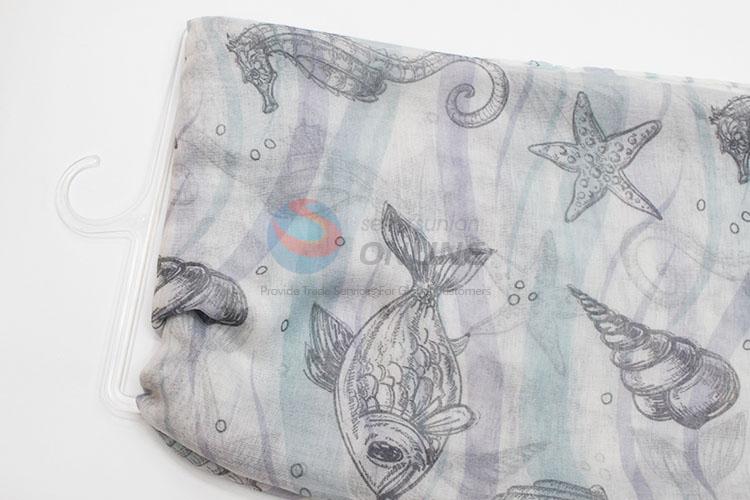Factory Direct Fish Print Scarf Voile Shawl Scarves