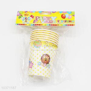 Popular new style 6pcs lion pattern birthday use paper cups