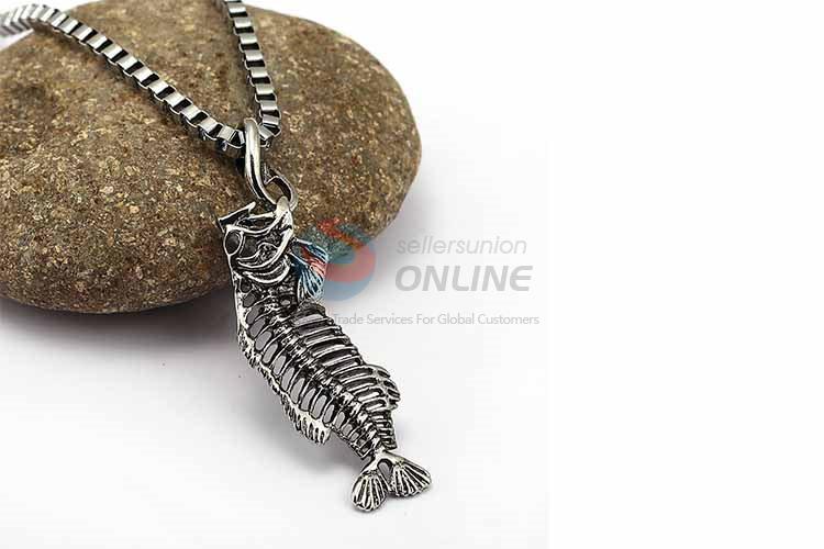 Fish Bone Pendant Punk Zinc Alloy jewellery Necklace