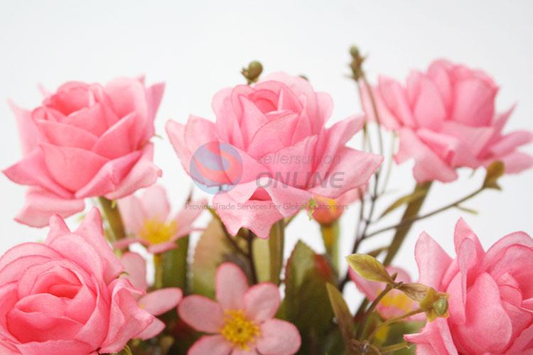 Fashion pink rose artificial plants bonsai