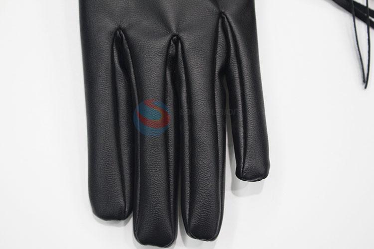 Fashion Women Crystal PU Leather Autumn Winter Tassel Warm Gloves