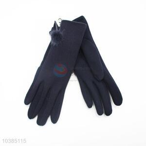 Ladies soft warm gloves with fur ball