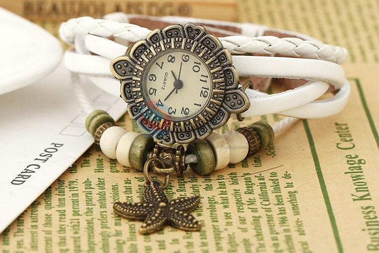 Custom Hand Ornament Leather Bracelet Watch For Women