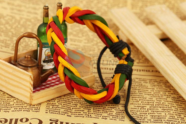 Fashion Design Colorful Leather Woven Bracelet