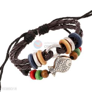 Fashion Cute Fish Beaded Leather Bracelet