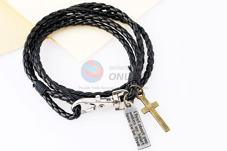 Custom Cross Woven Leather Bracelet Best Wristband