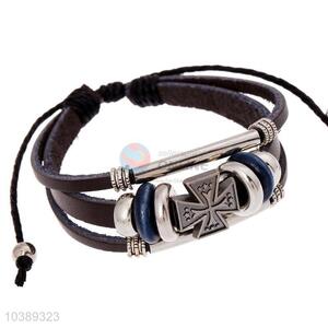 Wholesale Cross Design Leather Bracelet Cheap Wristband