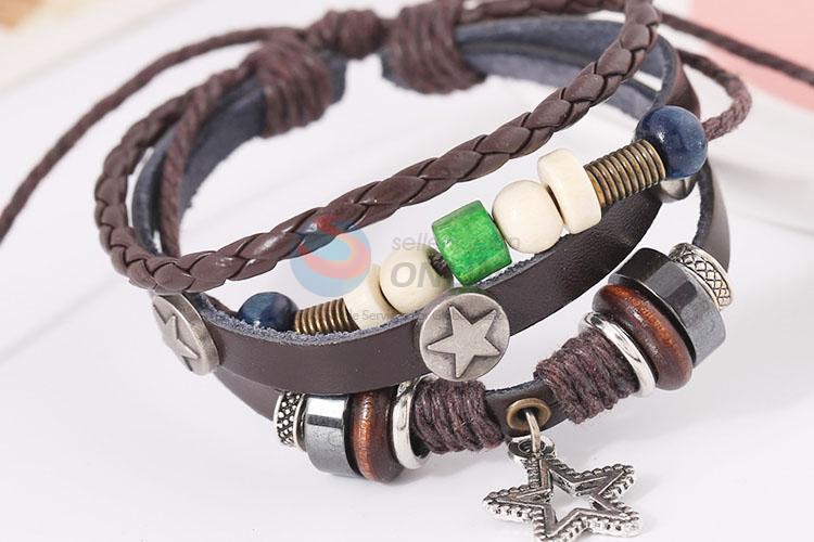 High Quality Star Leather Woven Bracelet