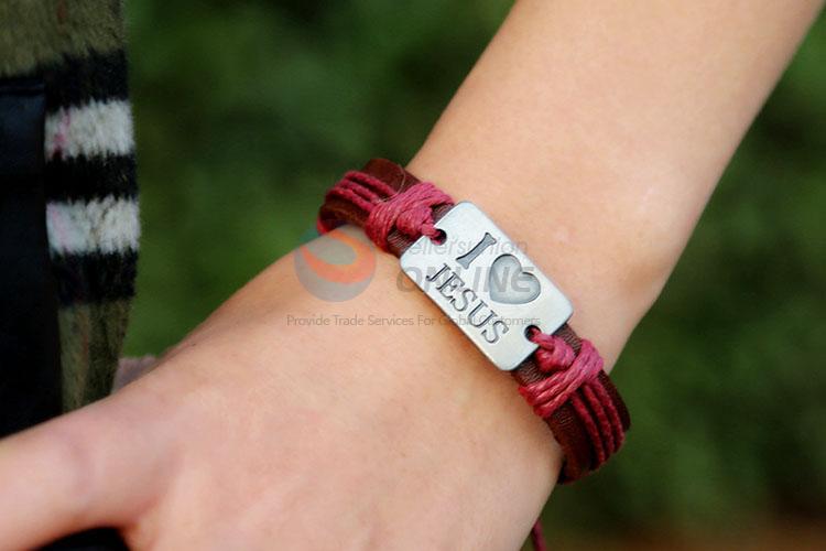 Popular Alloy Heart Pattern Leather Bracelet