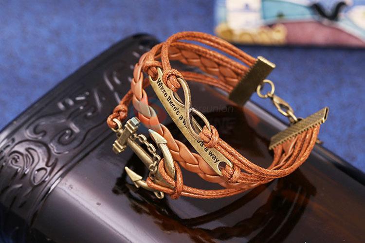 Popular Leather Bracelet Letter Anchor Infinite Straps Bracelet