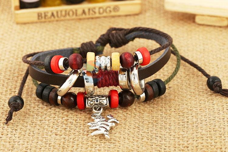 Hot Sale Fashion Accessories Leather Beaded Bracelet