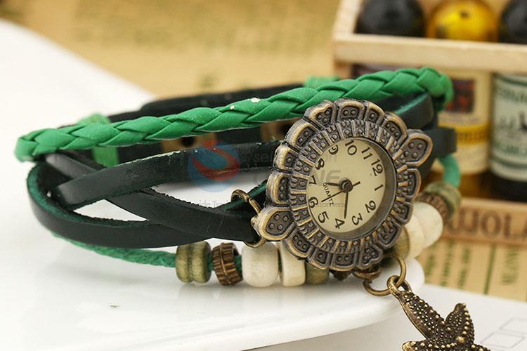 Custom Hand Ornament Leather Bracelet Watch For Women