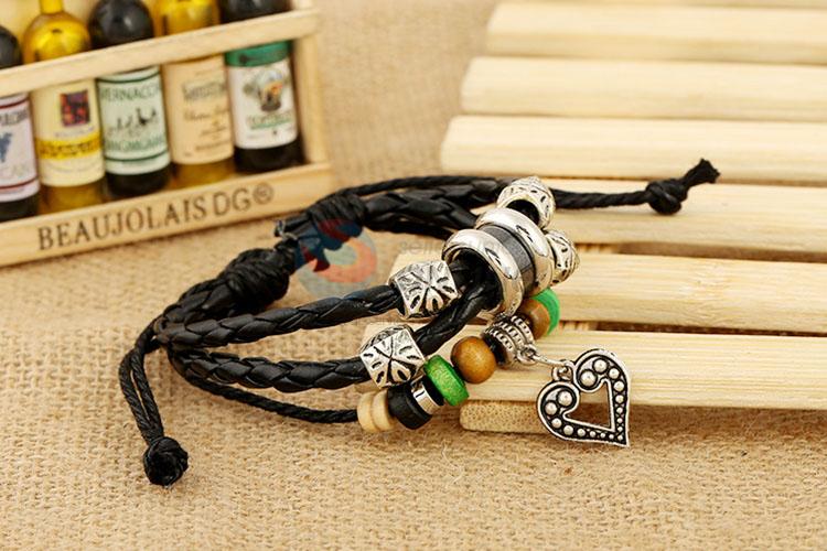 New Style Alloy Sweet Heart Leather Bracelet