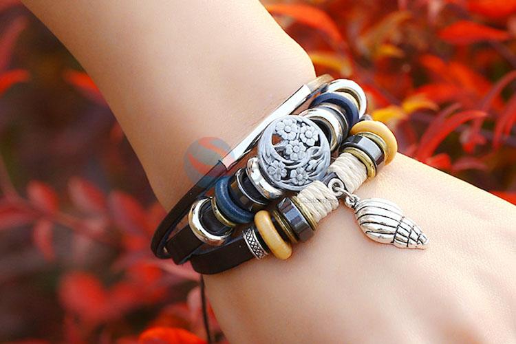 Good Sale Decoration Leather Beaded Bracelet