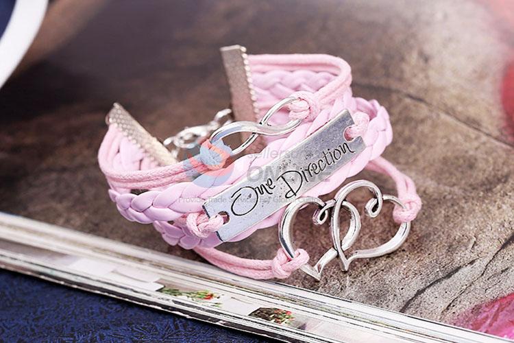 Modern Style Sweet Heart Pink Handmade Bracelet