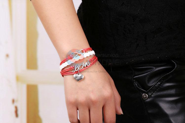 Good Quality Love Heart Infinite Leather Bracelet