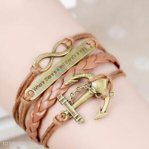 Popular Leather Bracelet Letter Anchor Infinite Straps Bracelet