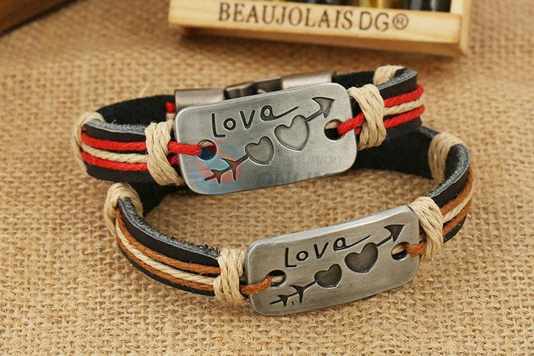 Good Sale Sweet Design Leather Couple Bracelet