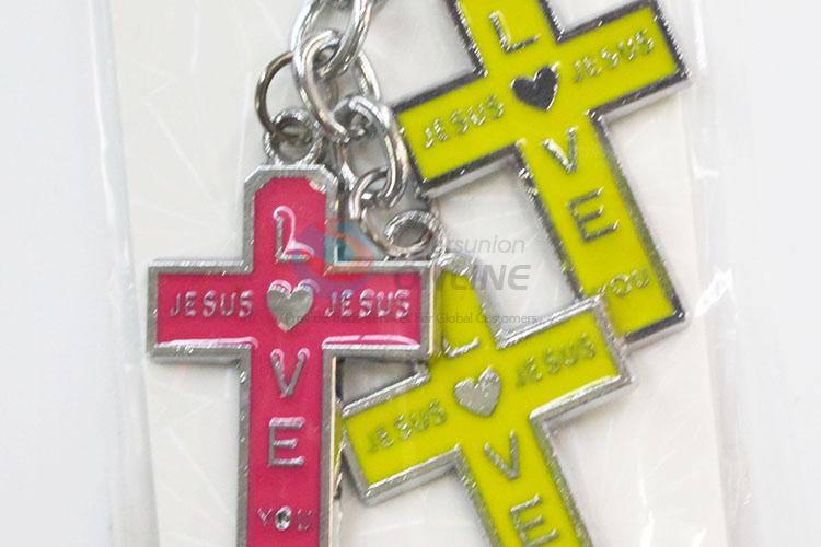 Cheap popular colorful cross shape key chain